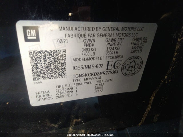 Chevrolet Suburban Lt 2021 1GNSKCKD2MR275303 Image 9