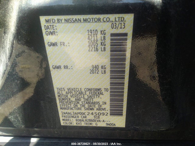 2013 NISSAN ALTIMA 2.5 S VIN: 1N4AL3AP0DC245092