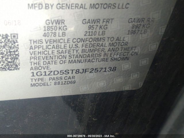 Chevrolet MALIBU LT 2018 1G1ZD5ST8JF257138 Image 10