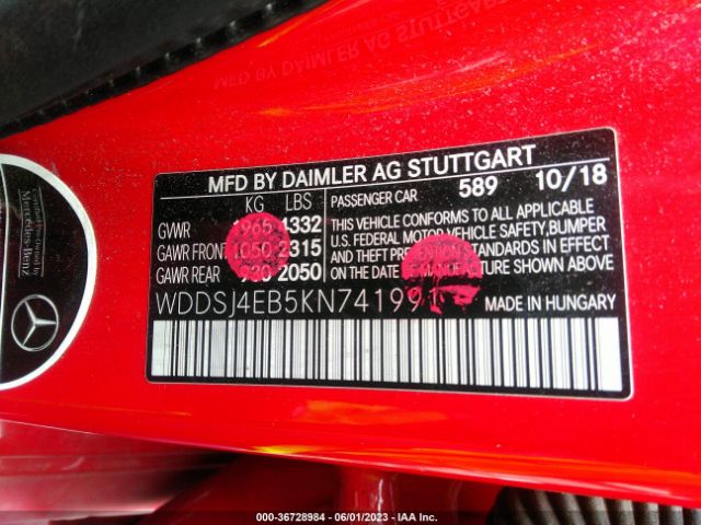 WDDSJ4EB5KN741991 Mercedes-Benz Cla Cla 250