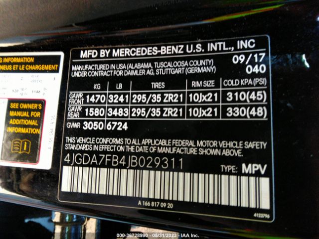 4JGDA7FB4JB029311 Mercedes-Benz Gle Amg Gle 63 S