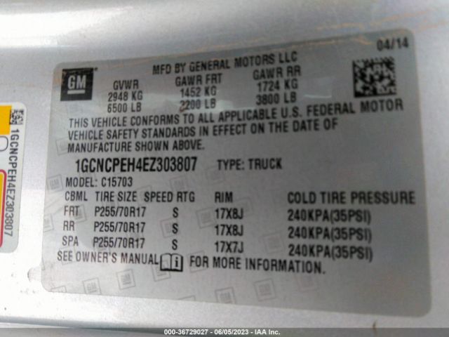 Chevrolet Silverado 1500 Work Truck 2014 1GCNCPEH4EZ303807 Image 9