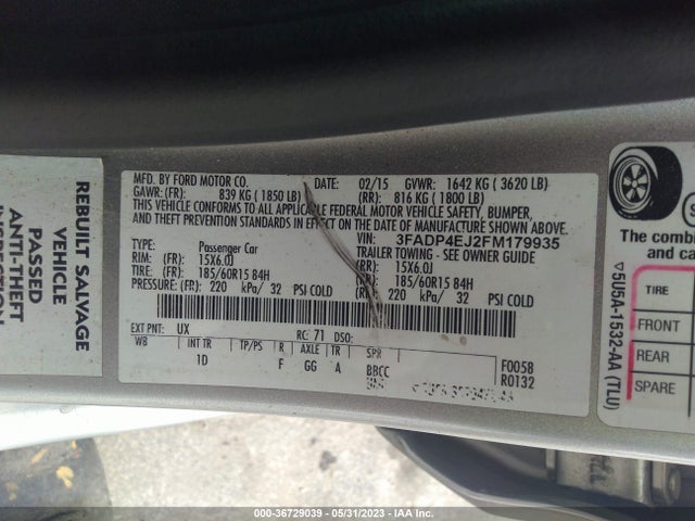 Ford FIESTA SE 2015 3FADP4EJ2FM179935 Image 10