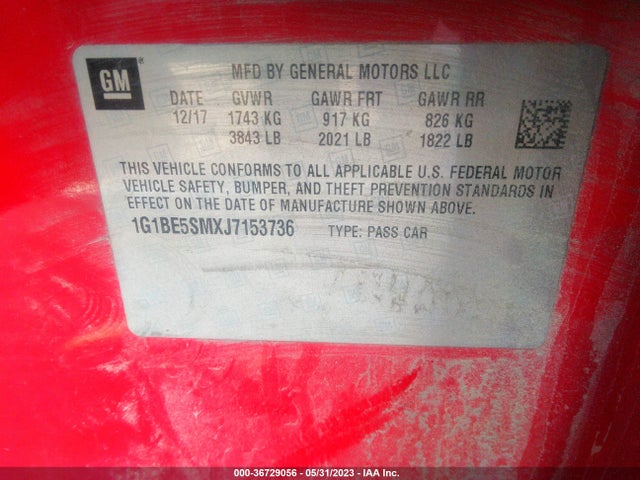 Chevrolet CRUZE LT 2018 1G1BE5SMXJ7153736 Image 11
