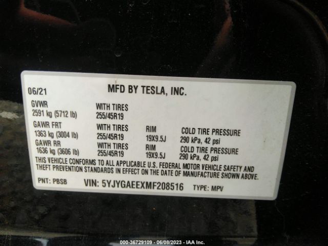 5YJYGAEEXMF208516 Tesla Model Y Long Range