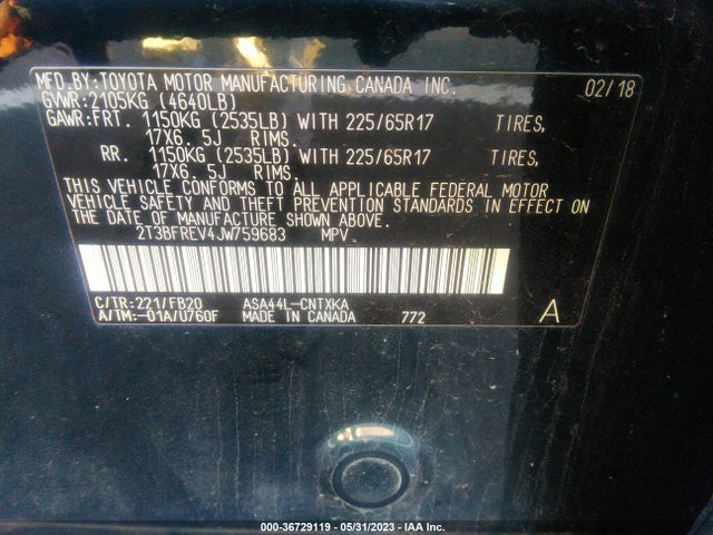 Toyota RAV4 LE 2018 2T3BFREV4JW759683 Image 9