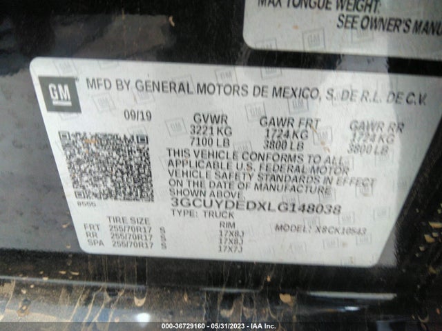 Chevrolet Silverado 1500 Lt 2020 3GCUYDEDXLG148038 Image 10