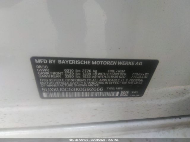 5UXKU0C53K0G92666 BMW X6 Sdrive35i