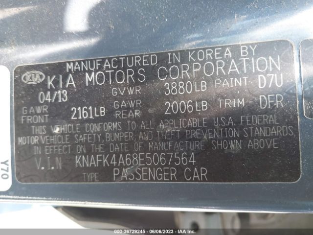 KNAFK4A68E5067564 KIA FORTE LX