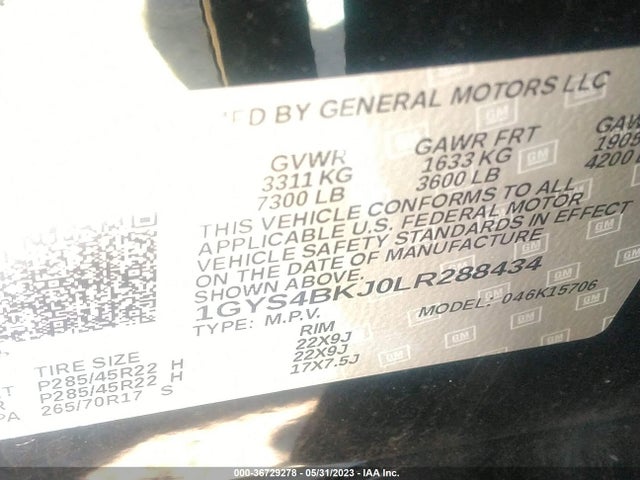 1GYS4BKJ0LR288434 Cadillac Escalade Luxury