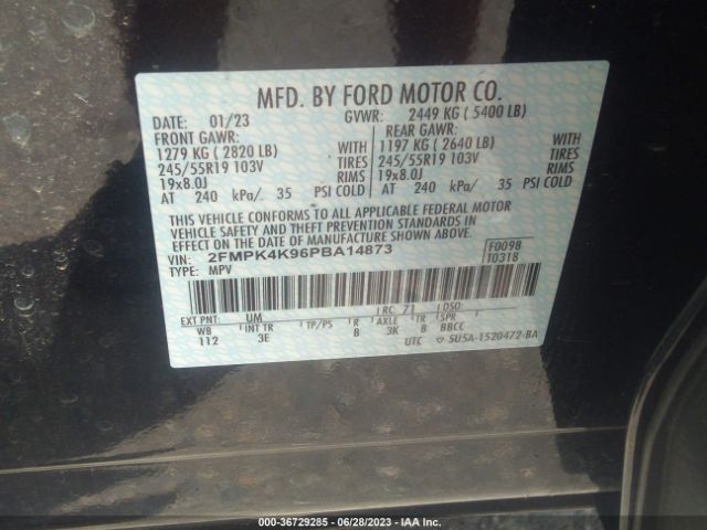 2FMPK4K96PBA14873 Ford Edge Titanium