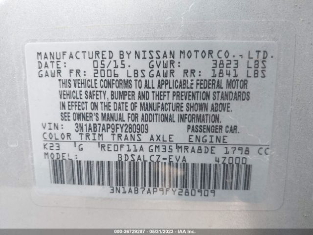 3N1AB7AP9FY280909 Nissan SENTRA S