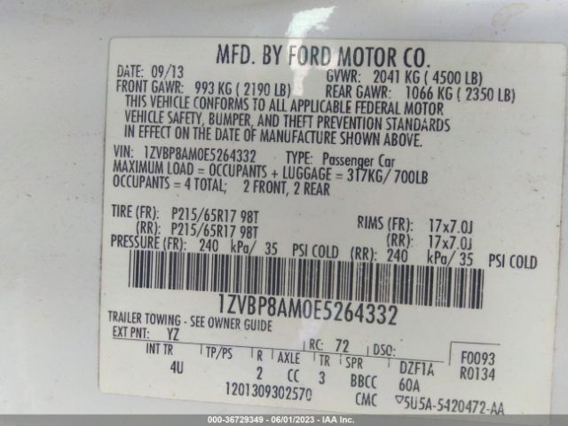 1ZVBP8AM0E5264332 Ford Mustang V6