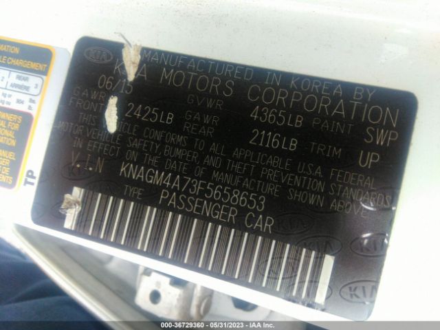 KNAGM4A73F5658653 KIA Optima Lx