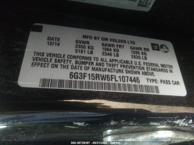 2015 Chevrolet SS, VIN: 6G3F15RW6FL107446
