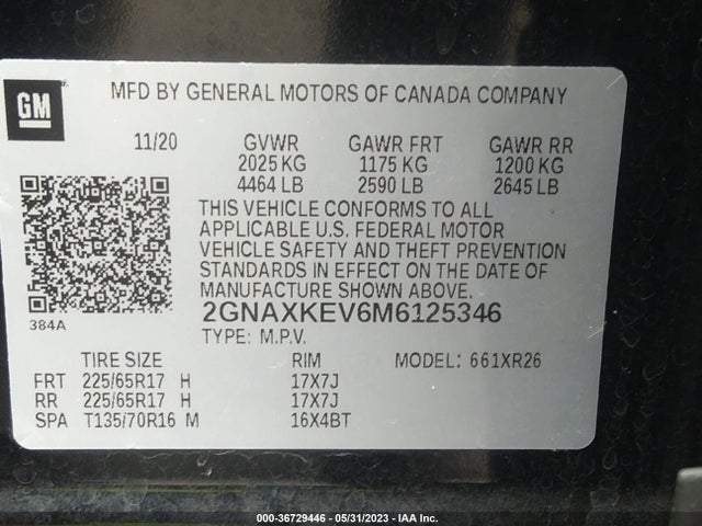 Chevrolet EQUINOX LT 2021 2GNAXKEV6M6125346 Image 9