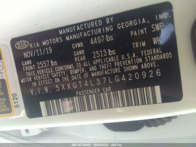 5XXGT4L37LG420926 KIA Optima Lx