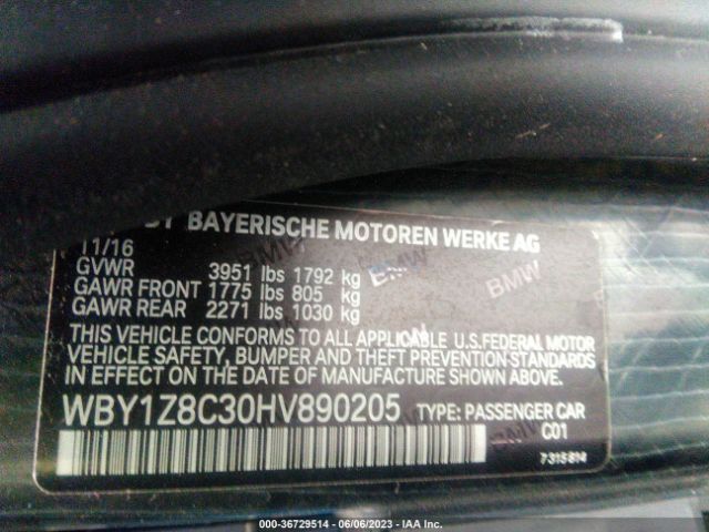 WBY1Z8C30HV890205 BMW I3