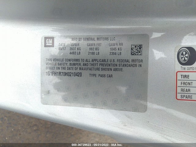 Chevrolet CAMARO 2SS 2017 1G1FH1R70H0210420 Image 10