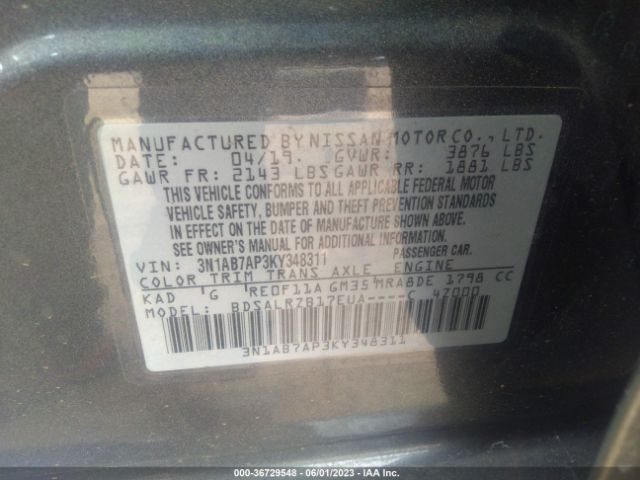 3N1AB7AP3KY348311 Nissan SENTRA SR
