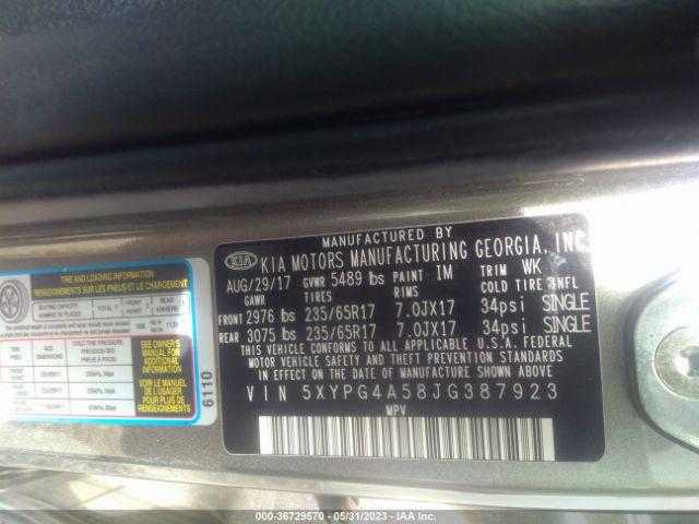 5XYPG4A58JG387923 KIA Sorento Lx V6