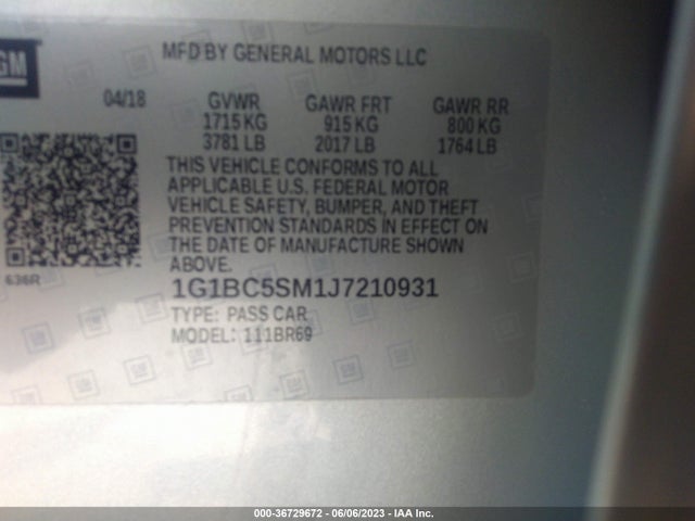 Chevrolet CRUZE LS 2018 1G1BC5SM1J7210931 Image 11