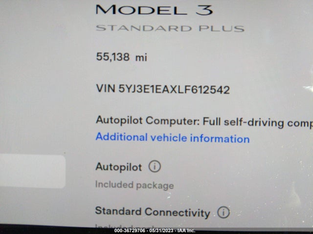 Tesla Model 3 Standard Range 2020 5YJ3E1EAXLF612542 Image 8