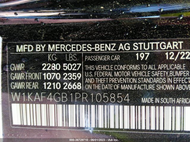 W1KAF4GB1PR105854 Mercedes-Benz C-class C 300