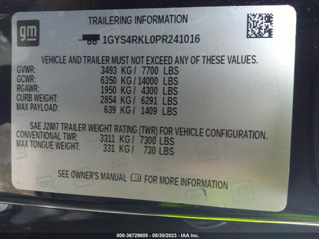 1GYS4RKL0PR241016 Cadillac Escalade Esv Sport Platinum
