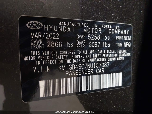 2022 Genesis G80, VIN: KMTGB4SC7NU137087