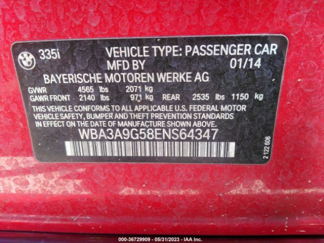 WBA3A9G58ENS64347 BMW 3 Series 335i