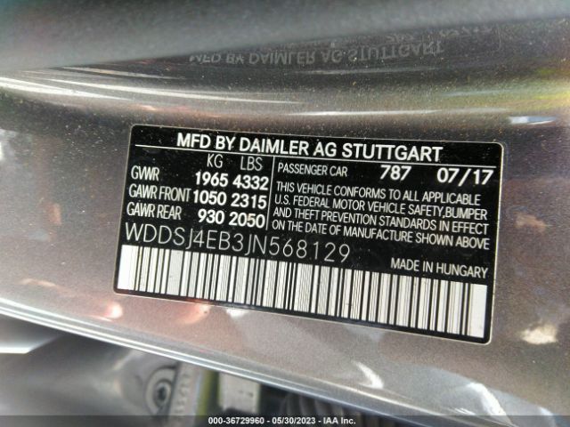 WDDSJ4EB3JN568129 Mercedes-Benz Cla Cla 250