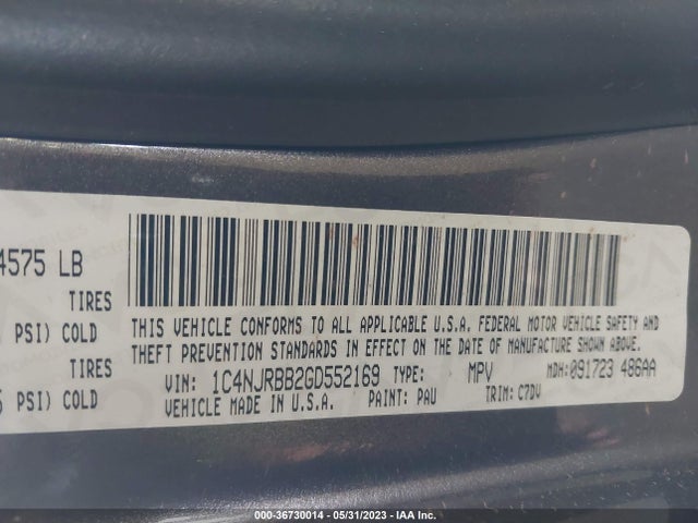1C4NJRBB2GD552169 Jeep Patriot Sport