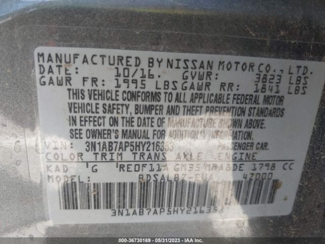 3N1AB7AP5HY216353 Nissan SENTRA S