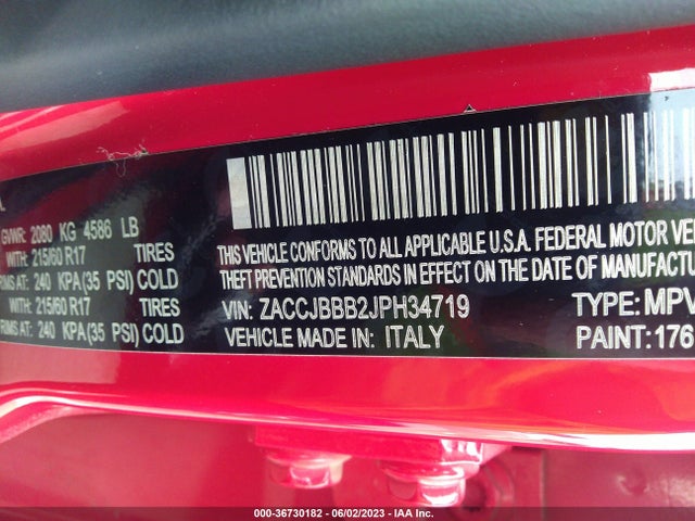ZACCJBBB2JPH34719 Jeep Renegade Latitude