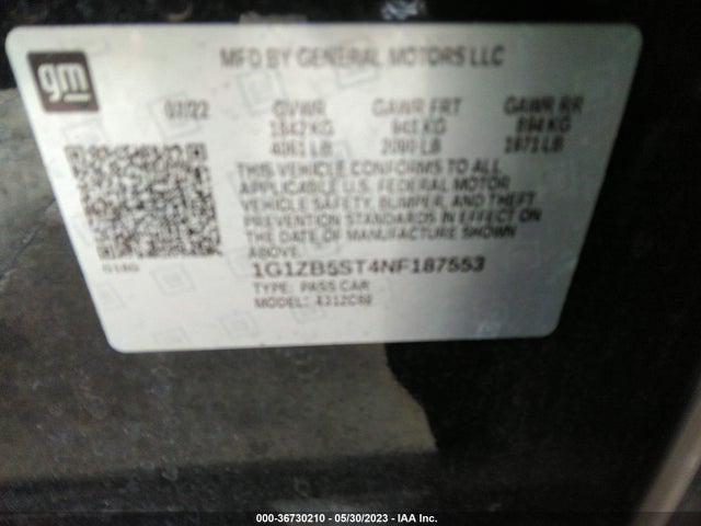 Chevrolet MALIBU LS 2022 1G1ZB5ST4NF187553 Image 10