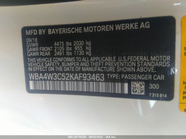 WBA4W3C52KAF93463 BMW 430I