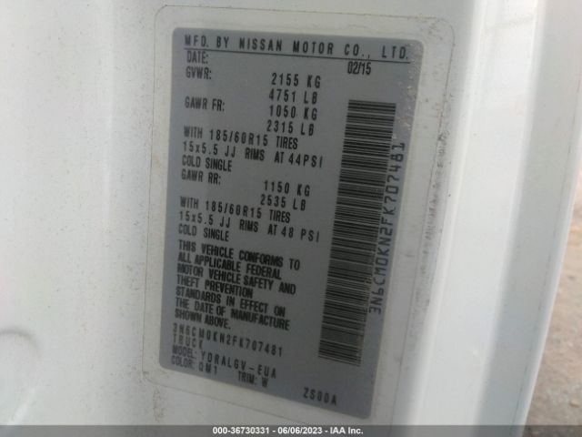 3N6CM0KN2FK707481 Nissan NV200 SV