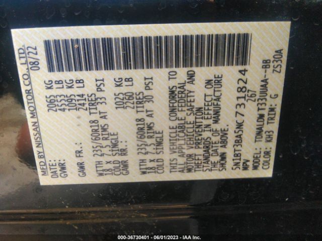 5N1BT3BA5NC731824 Nissan ROGUE SV