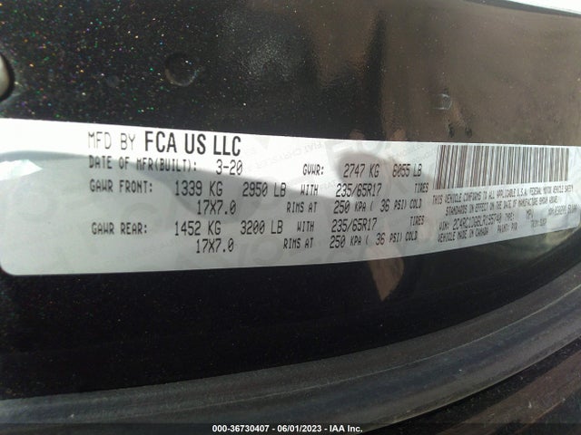 2020 CHRYSLER VOYAGER LXI VIN: 2C4RC1DG6LR195740