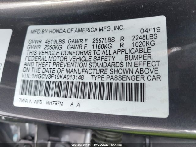 1HGCV3F19KA013148 Honda ACCORD HYBRID