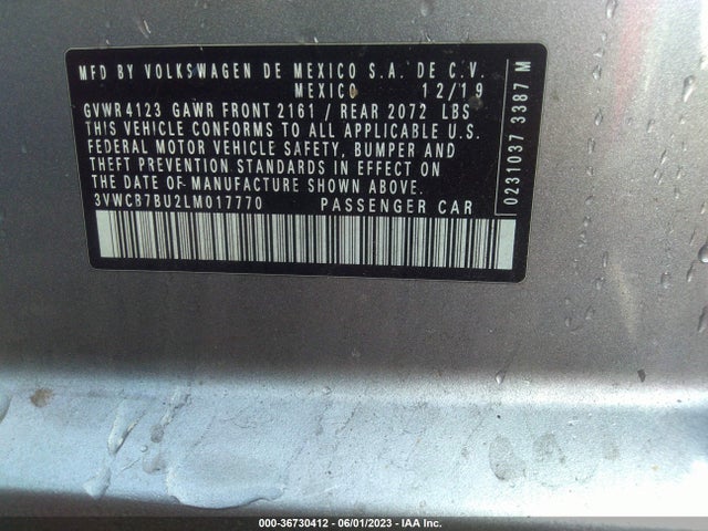 3VWCB7BU2LM017770 Volkswagen Jetta S/se/r-line