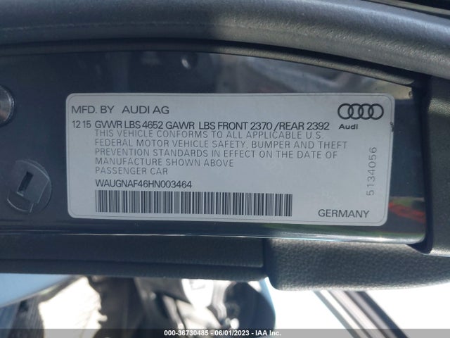 WAUGNAF46HN003464 Audi A4 PREMIUM