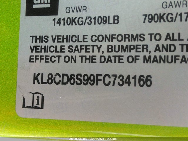 Chevrolet Spark Lt 2015 KL8CD6S99FC734166 Image 9