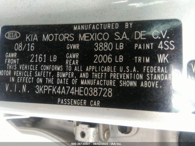 3KPFK4A74HE038728 KIA FORTE LX