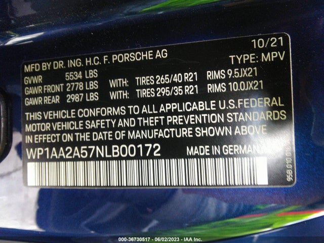 2022 Porsche Macan, VIN: WP1AA2A57NLB00172