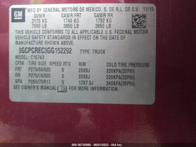 Chevrolet Silverado 1500 Lt 2016 3GCPCREC3GG152292 Image 9