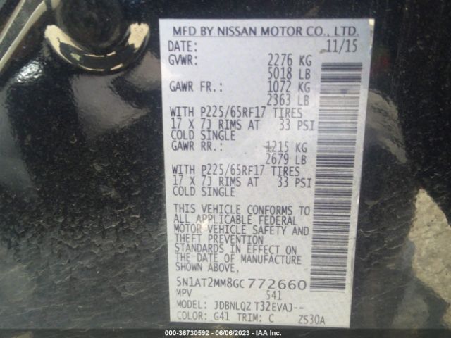 5N1AT2MM8GC772660 Nissan ROGUE SV