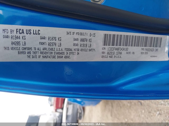 Dodge DART SE 2015 1C3CDFAA8FD434183 Image 10