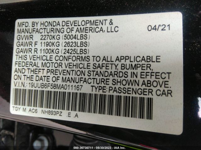 19UUB6F58MA011167 Acura Tlx W/a-spec Package